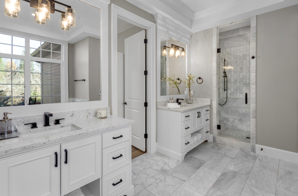 a beautiful bathroom in a new construction home